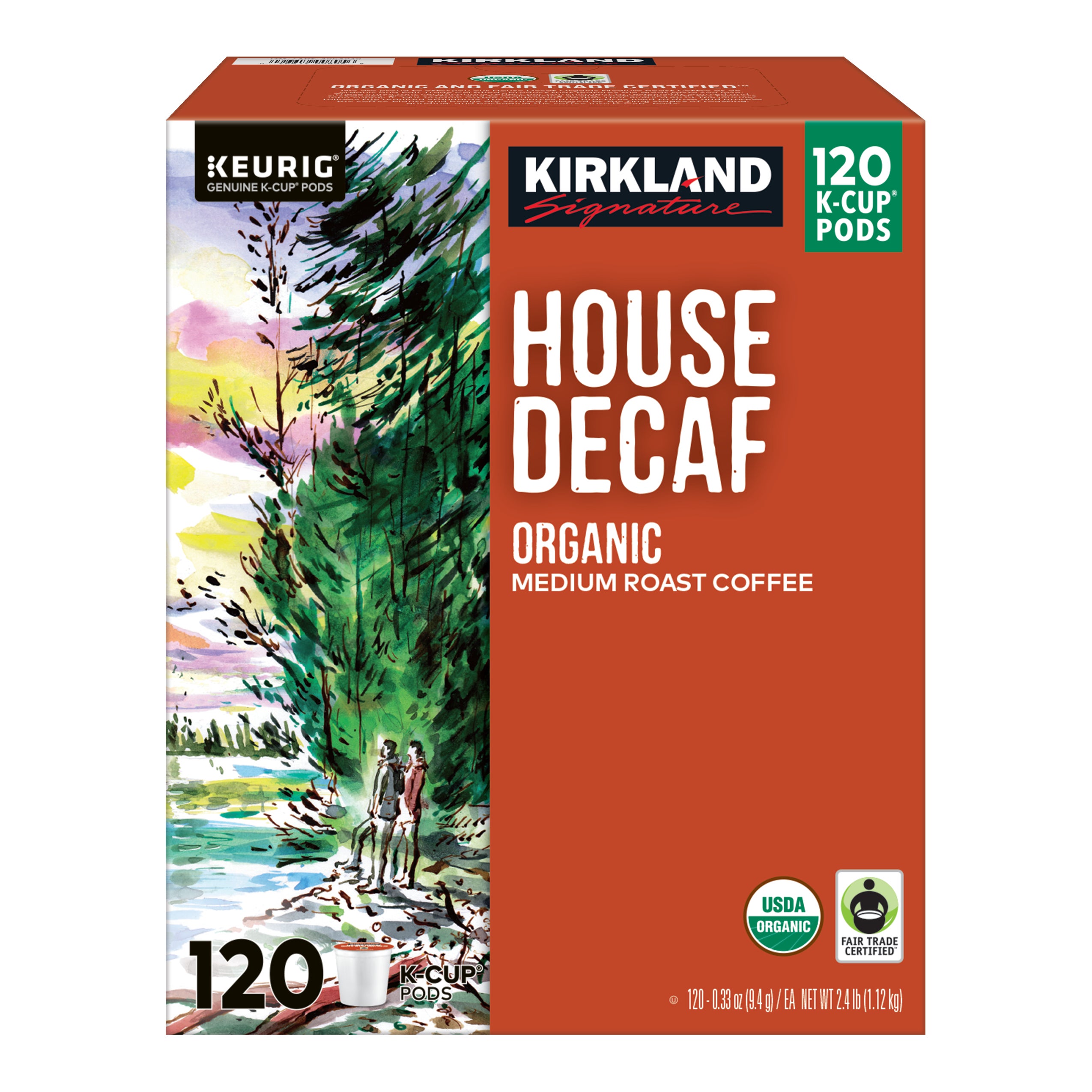 **Kirkland Signature** Keurig K-Cup Pods, House Decaf, Organic, Medium Roast, 120 ct