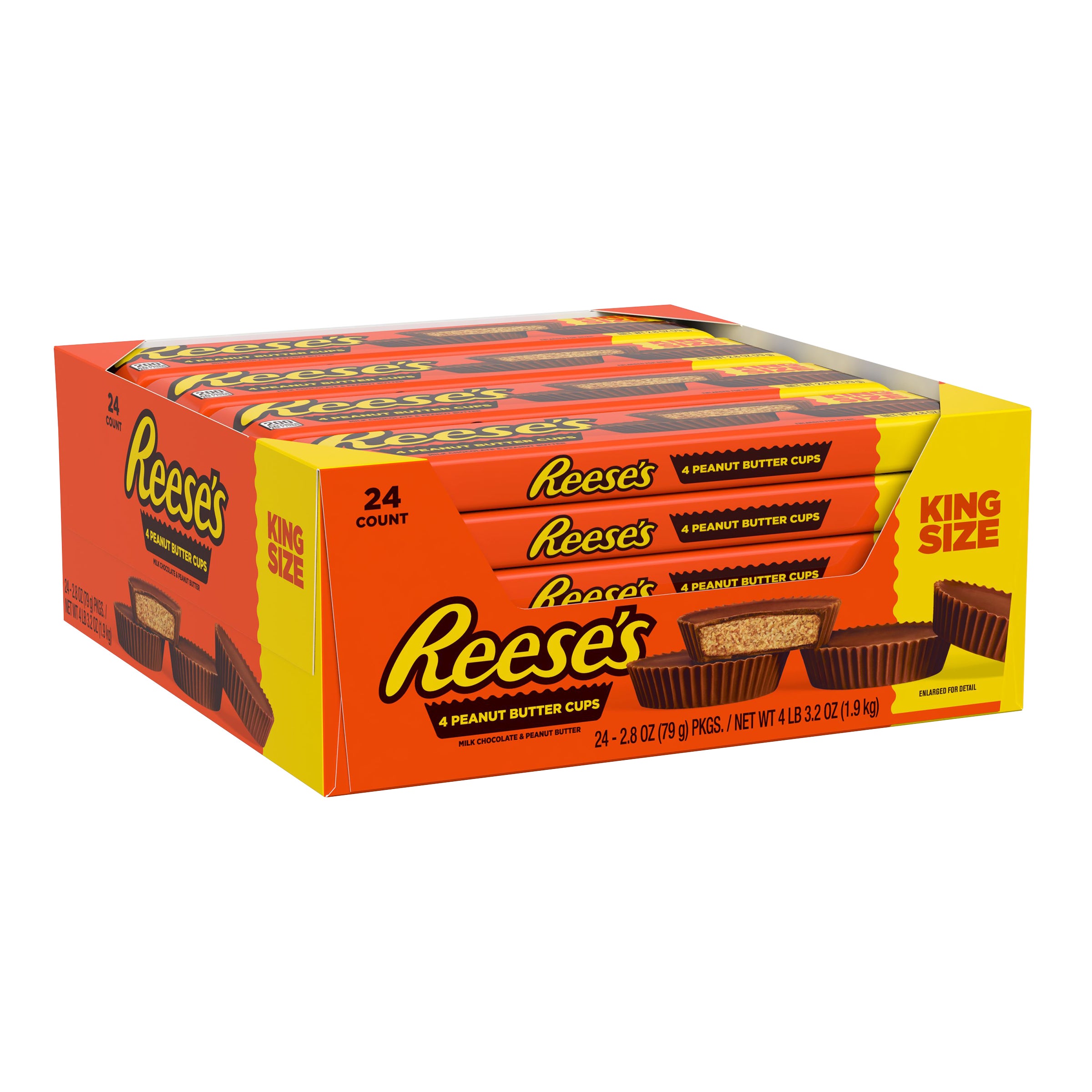 **Reese’s** Peanut Butter Cups, Milk Chocolate, King Size, 2.8 oz, 24 ct