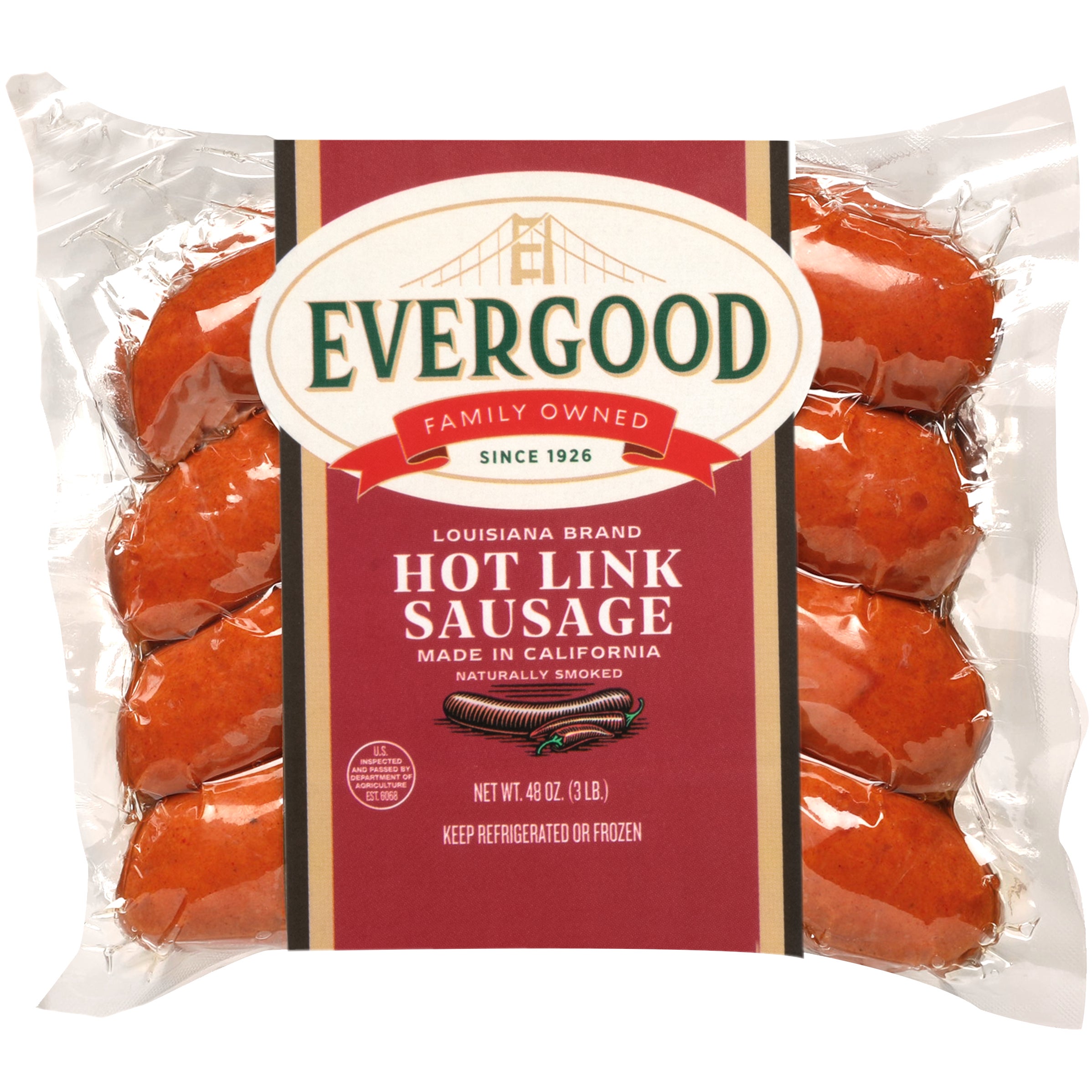 **Evergood** Louisiana Brand Hot Link Sausage, 12 Links, 3 lbs