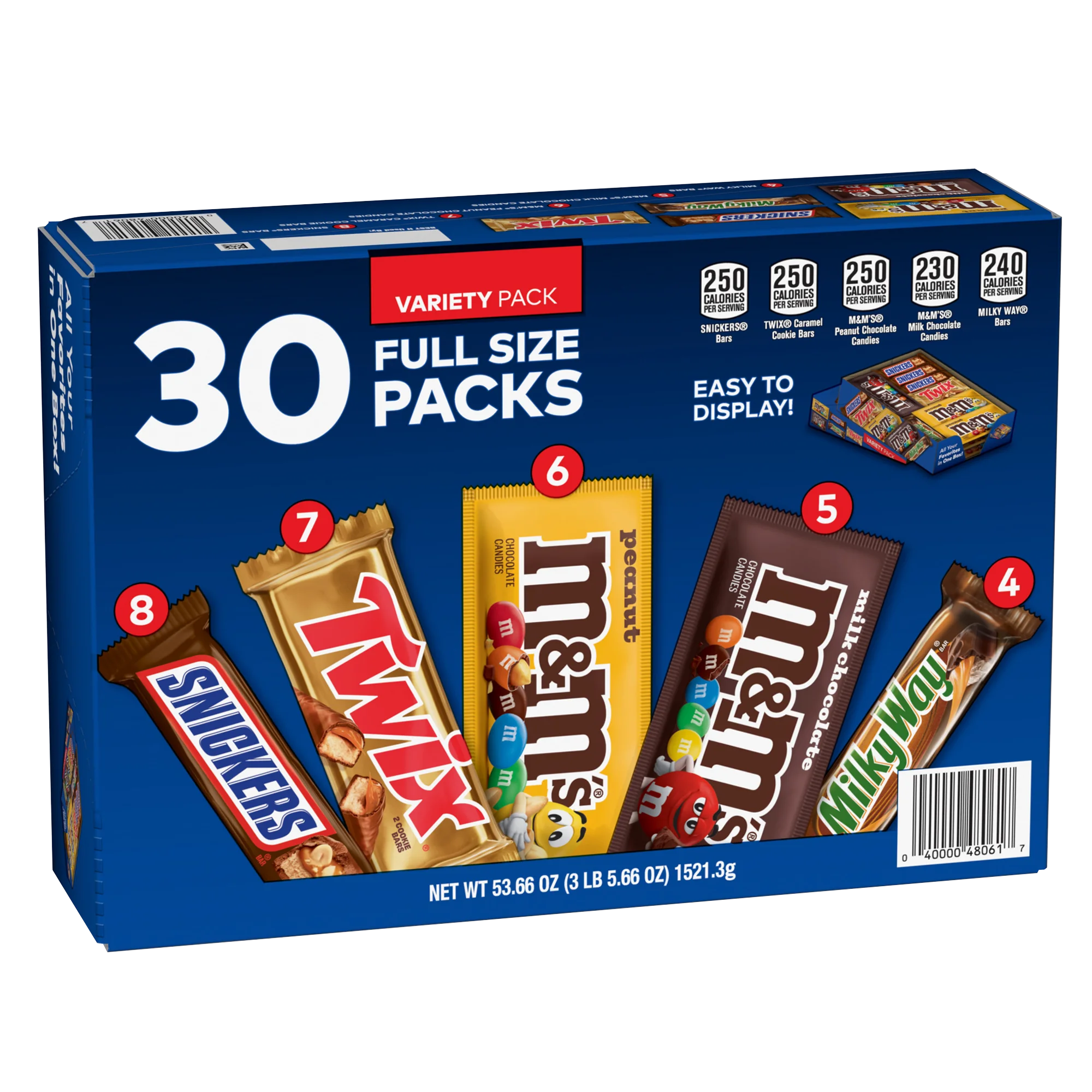 **Mars** Chocolate Candy Bars, Full Size, Variety Pack, 30 ct