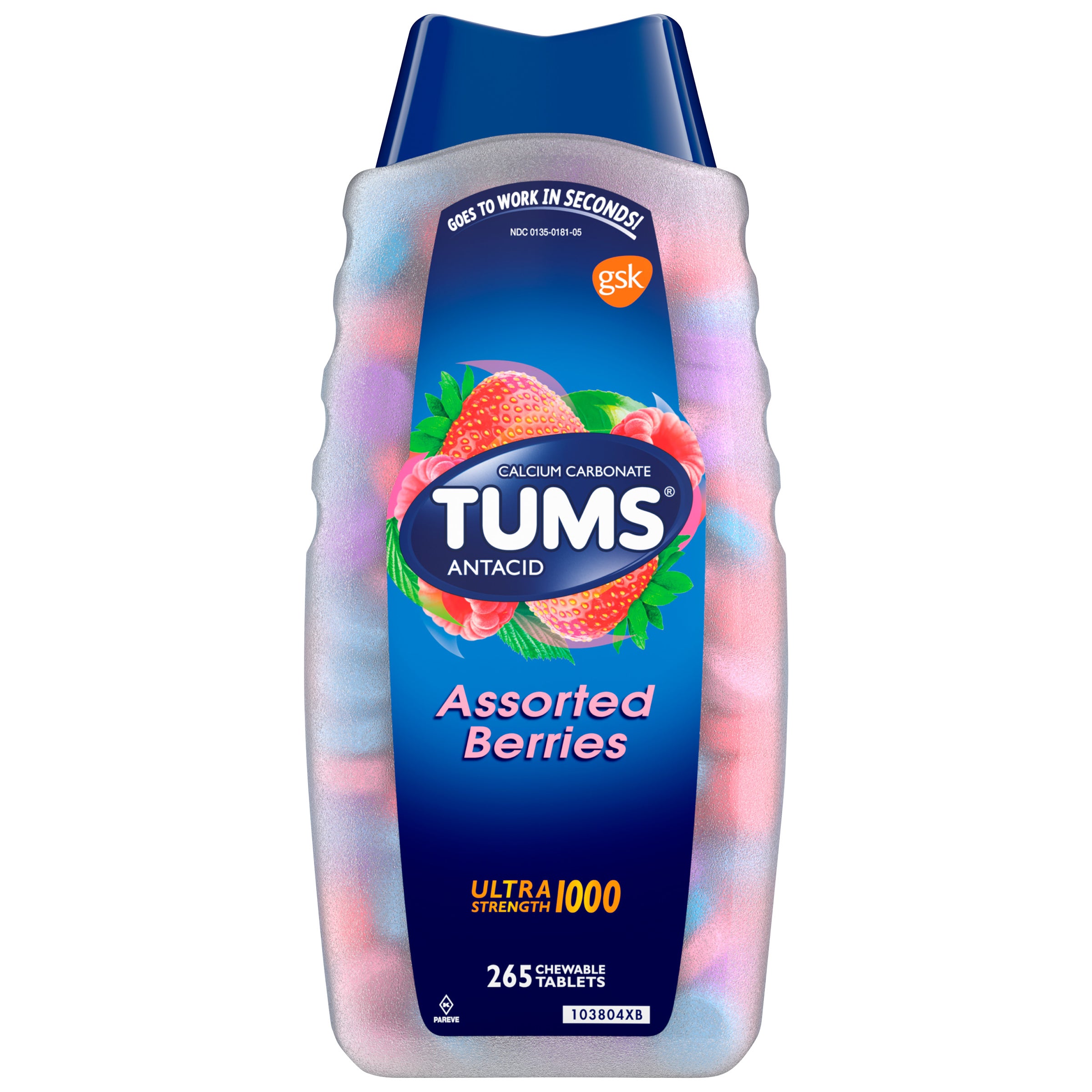 **Tums** Antacid with Calcium, Ultra Strength 1000mg, Assorted Berries, 265 ct