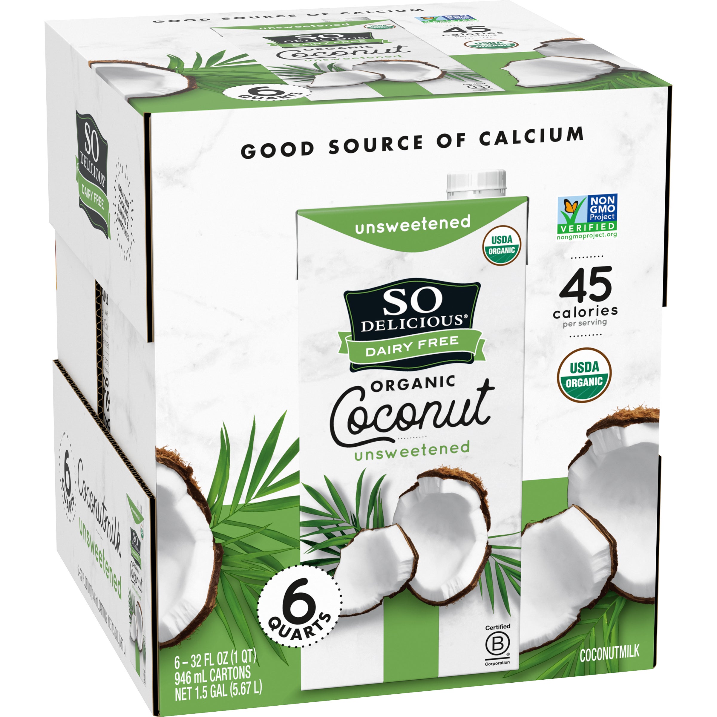 **So Delicious** Dairy Free Organic Coconutmilk, Unsweetened, 32 fl oz, 6 ct