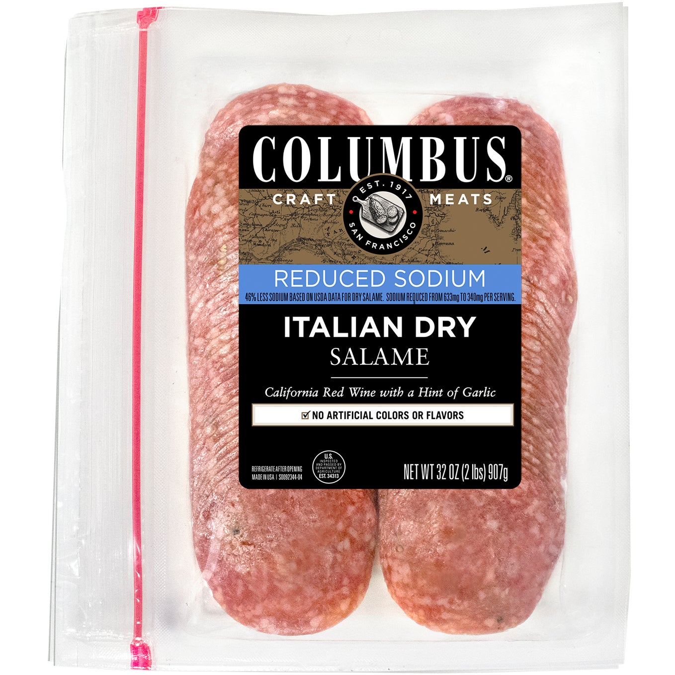 **Columbus** Italian Dry Salame, Reduced Sodium, Sliced, 16 oz, 2 ct