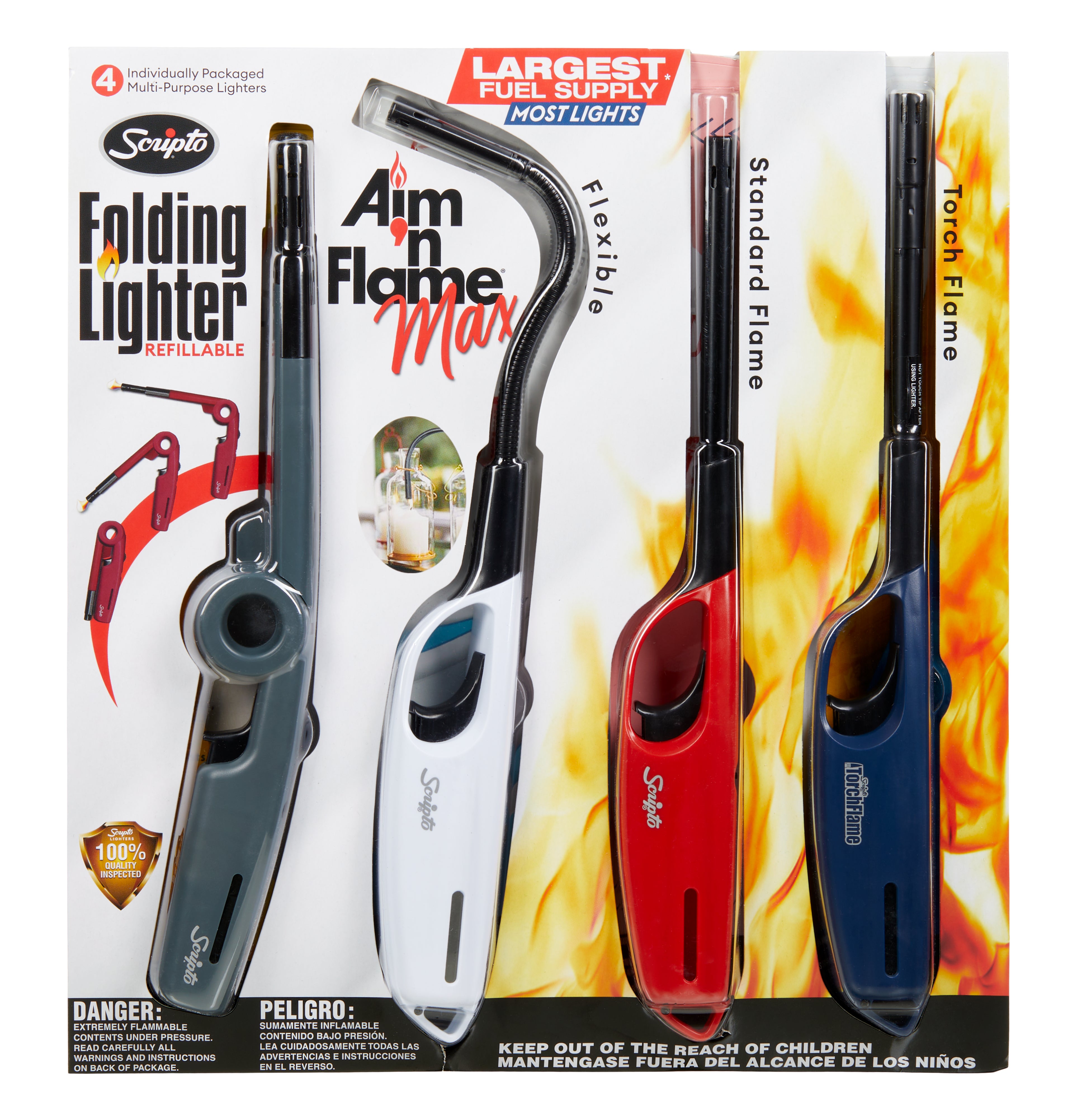 **Scripto** Utility Lighters, Multi-Purpose, 4 ct