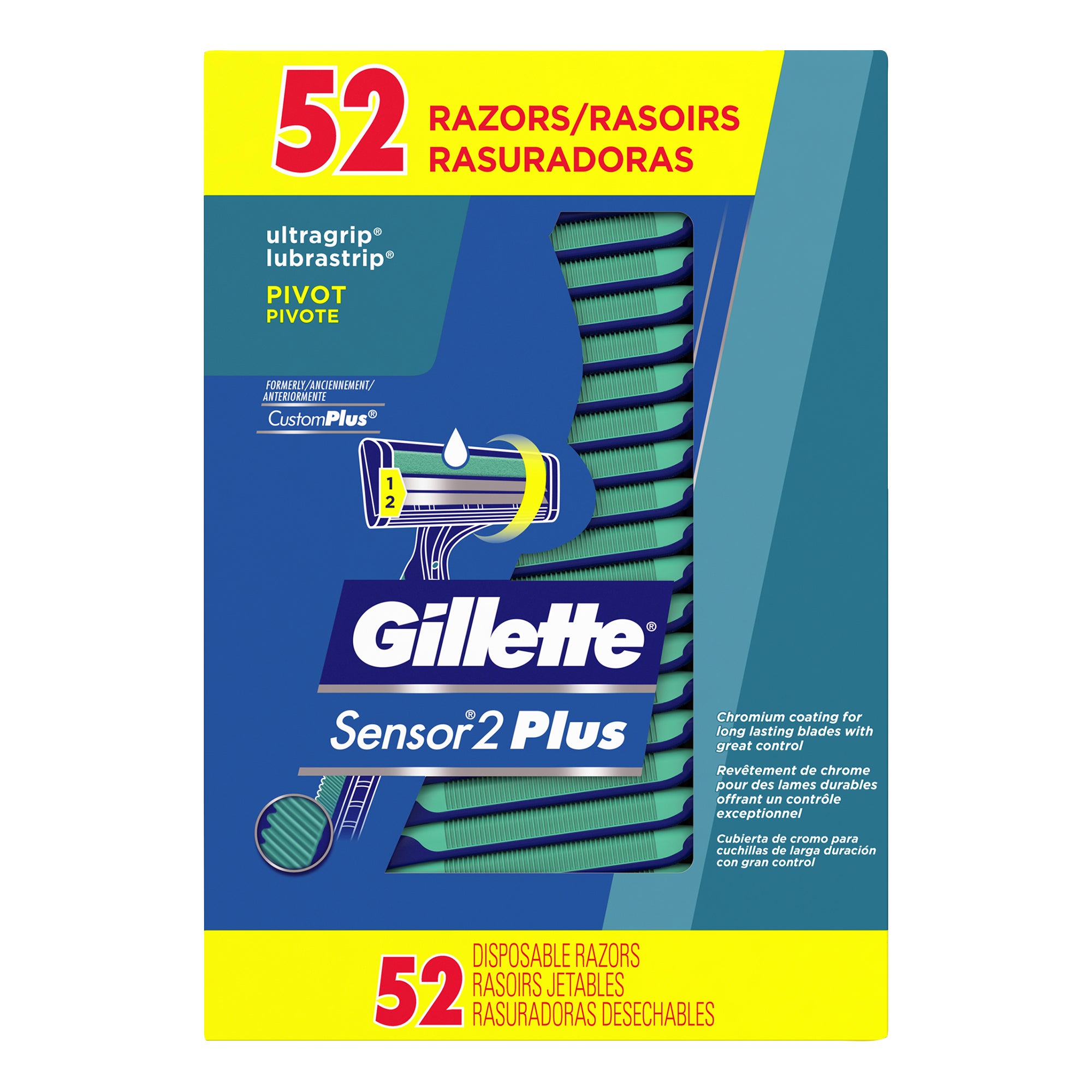 **Gillette Sensor2 Plus** Disposable Razors, 2-Blades, 52 ct