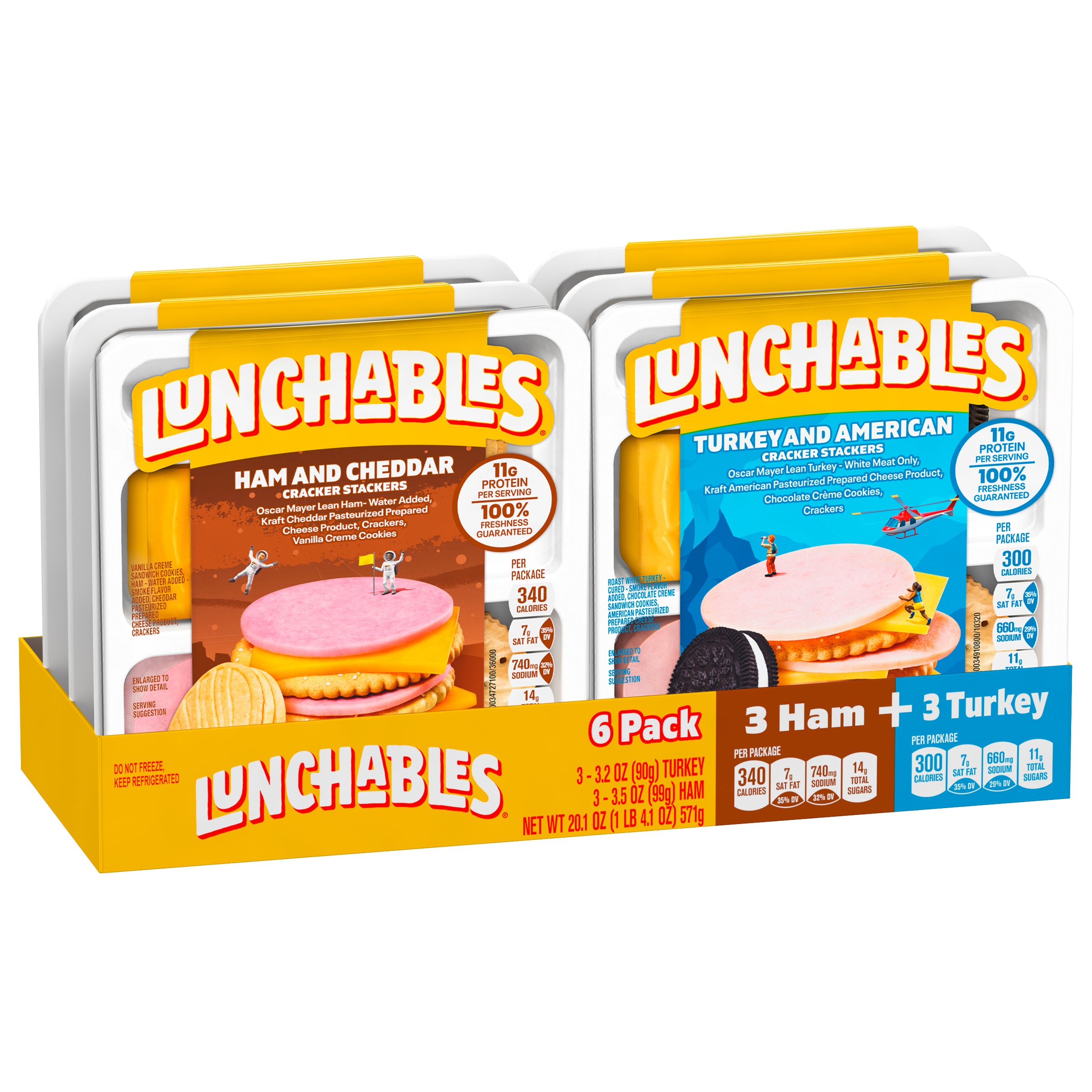 **Lunchables** Cracker Stackers, Ham and Turkey, Variety Pack, 6 ct