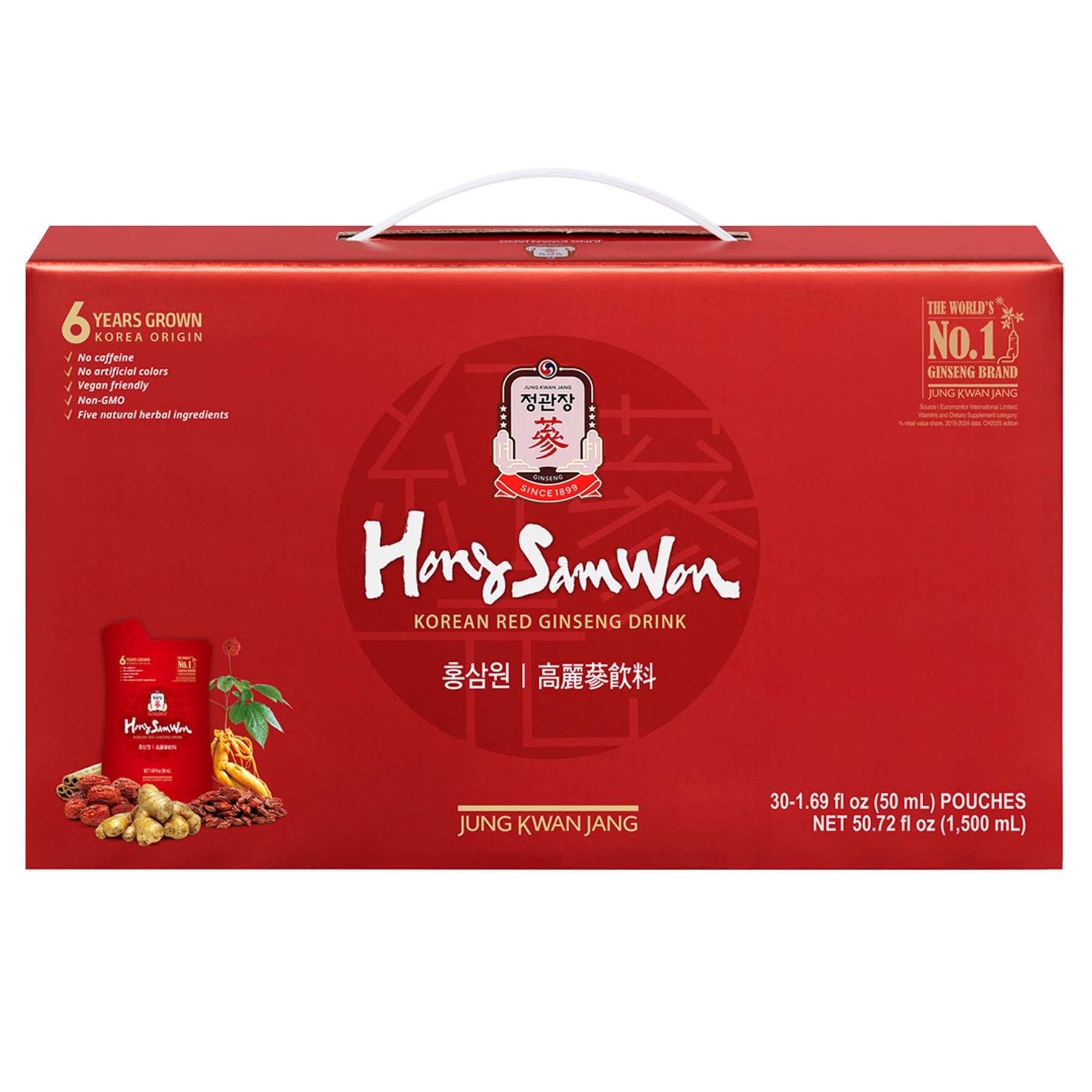 **Hong Sam Won** Korean Red Ginseng Drink, 1.69 fl oz, 30 ct