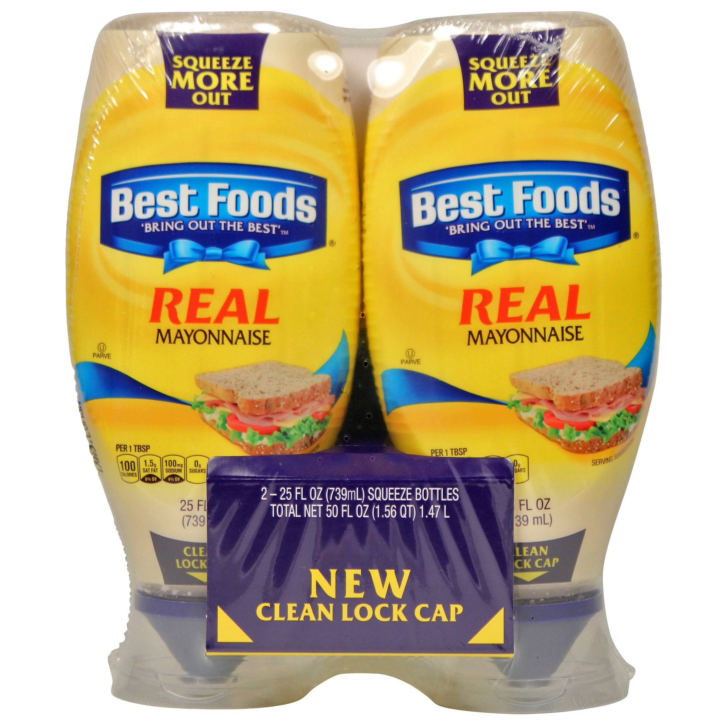 **Best Foods AND/OR Hellmann's** Real Mayonnaise, Squeeze Bottles, 25 fl oz, 2 ct